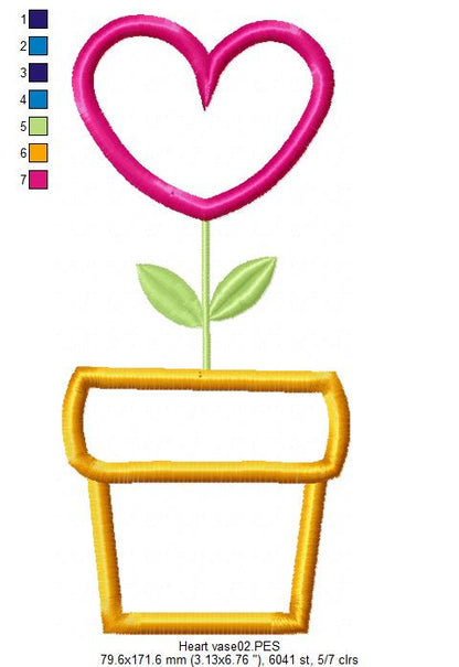 Heart Vase  - Applique