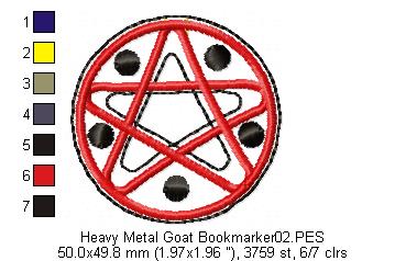 Heavy Metal Goat Bookmarker (ITH) - Applique - Machine Embroidery Design