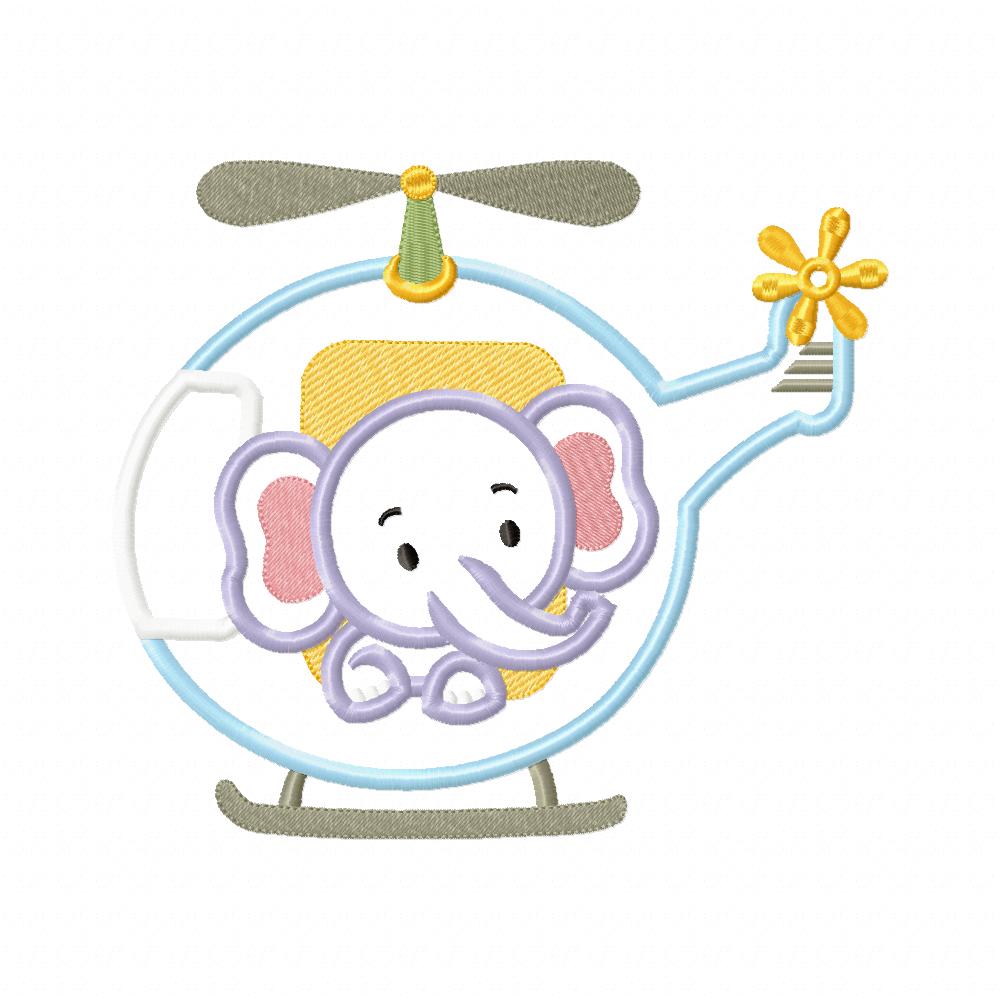 Elephant Boy in the Helicopter - Applique