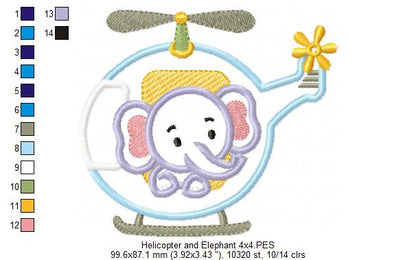 Elephant Boy in the Helicopter - Applique