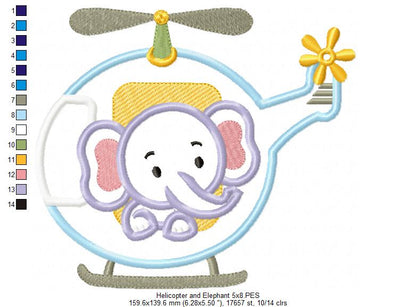 Elephant Boy in the Helicopter - Applique