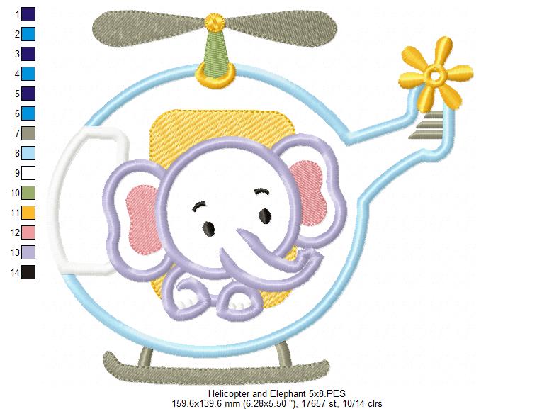 Elephant Boy in the Helicopter - Applique