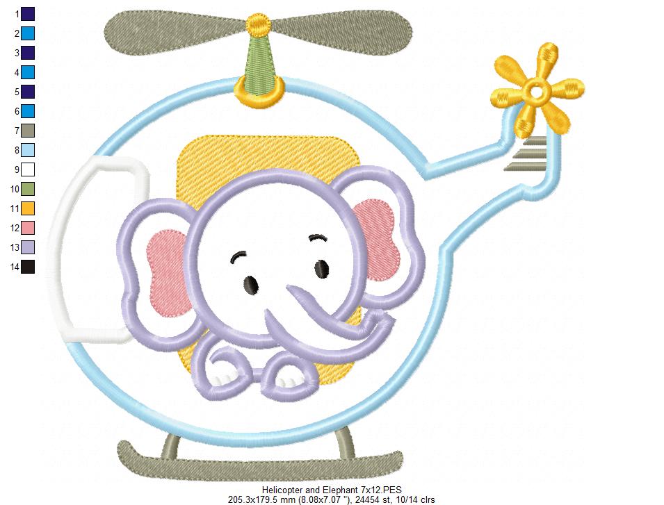 Elephant Boy in the Helicopter - Applique