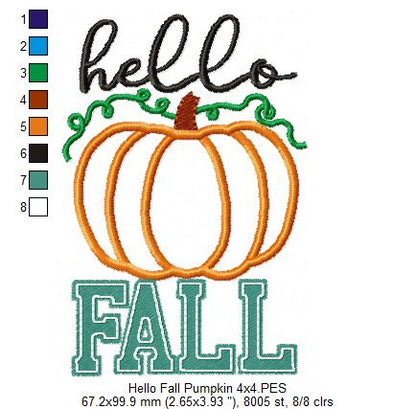Hello Fall Pumpkin - Applique