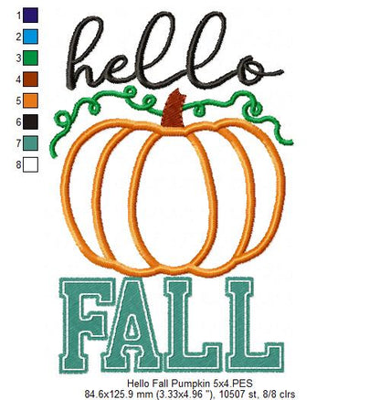Hello Fall Pumpkin - Applique