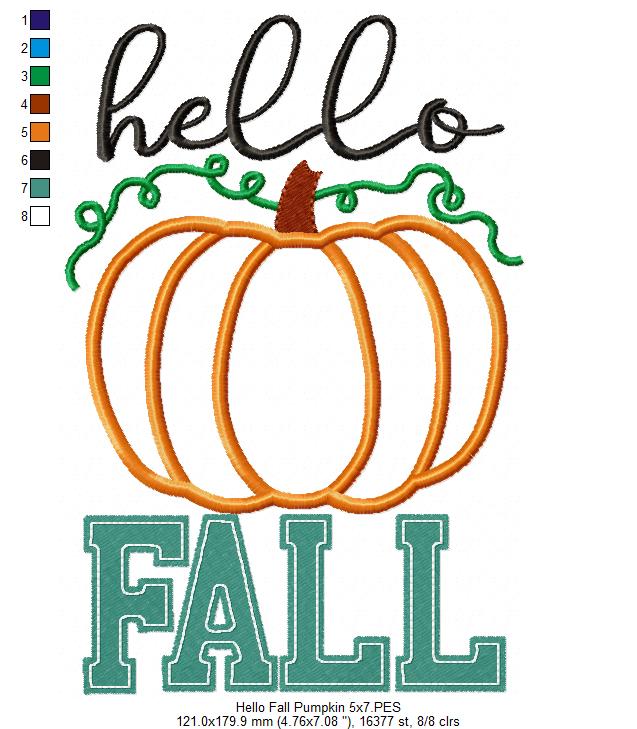Hello Fall Pumpkin - Applique
