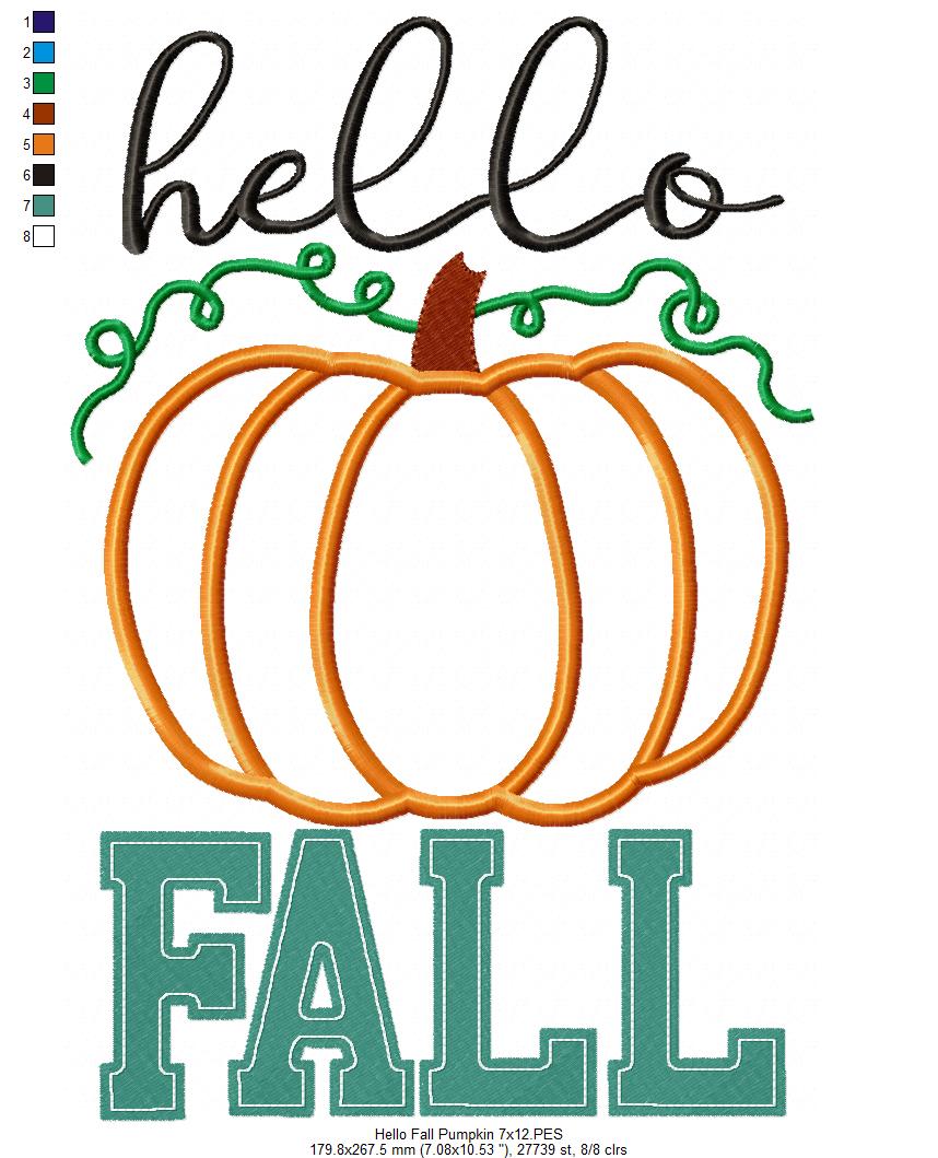 Hello Fall Pumpkin - Applique