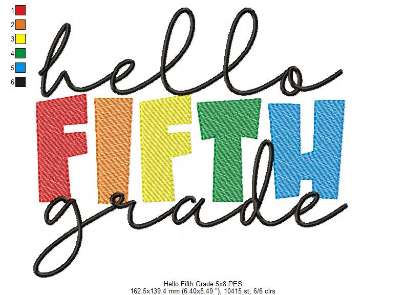 Hello Fifth Grade - Rippled Stitch
