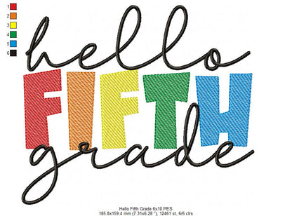 Hello Fifth Grade - Rippled Stitch