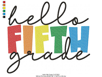 Hello Fifth Grade - Rippled Stitch