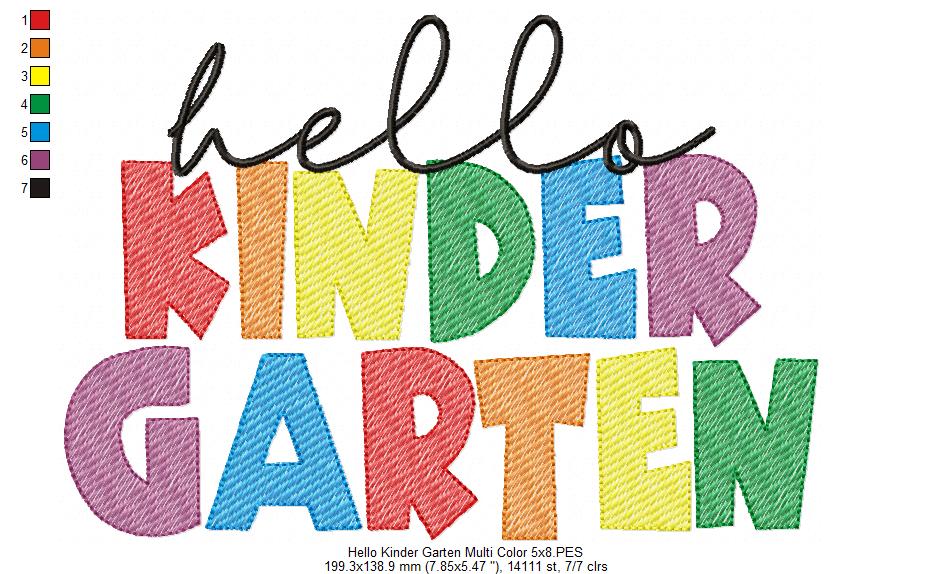 Hello Kinder Garten Multi Color - Rippled Stitch