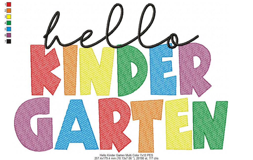 Hello Kinder Garten Multi Color - Rippled Stitch