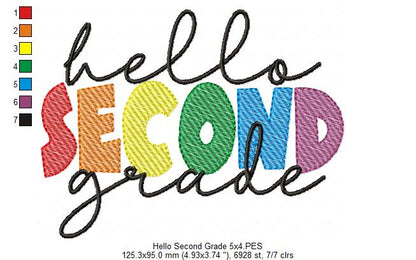 Hello Second Grade - Rippled Stitch