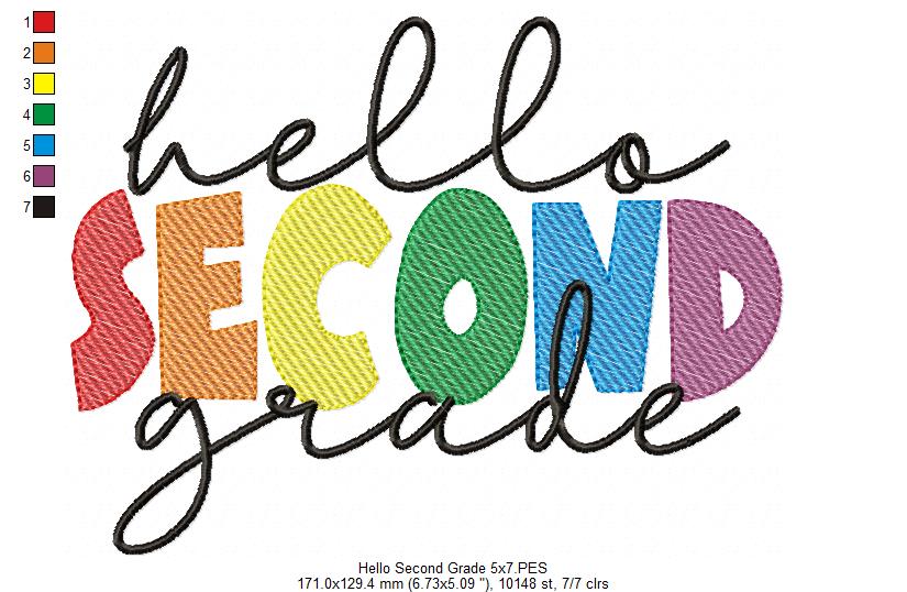 Hello Second Grade - Rippled Stitch