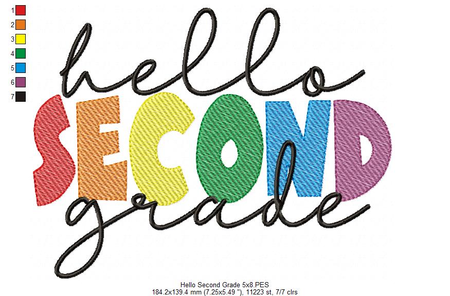 Hello Second Grade - Rippled Stitch
