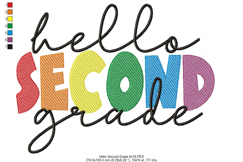 Hello Second Grade - Rippled Stitch