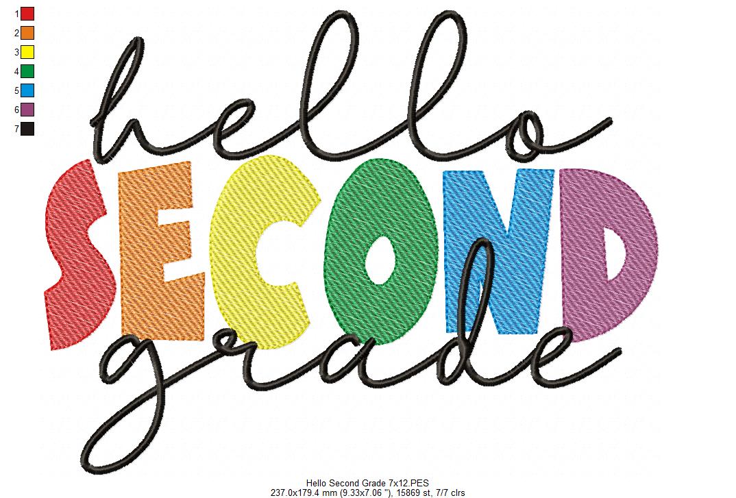 Hello Second Grade - Rippled Stitch