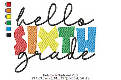 Hello Sixth Grade - Rippled Stitch