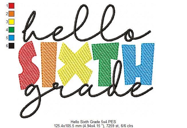 Hello Sixth Grade - Rippled Stitch