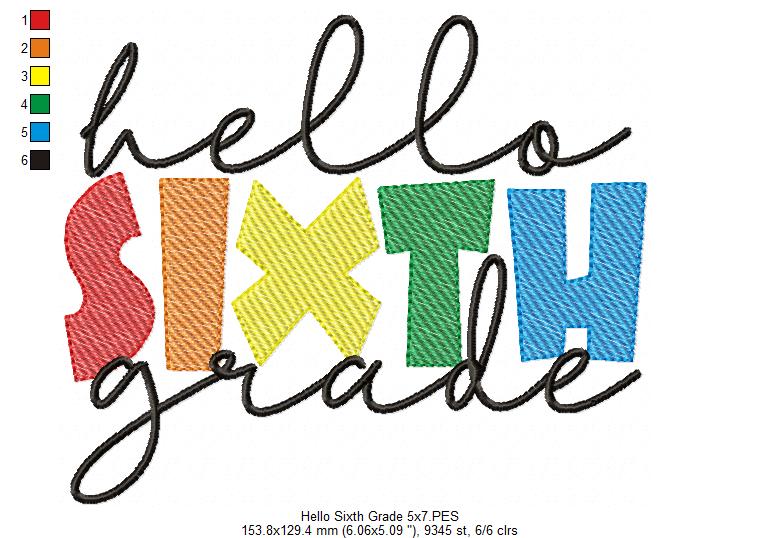 Hello Sixth Grade - Rippled Stitch