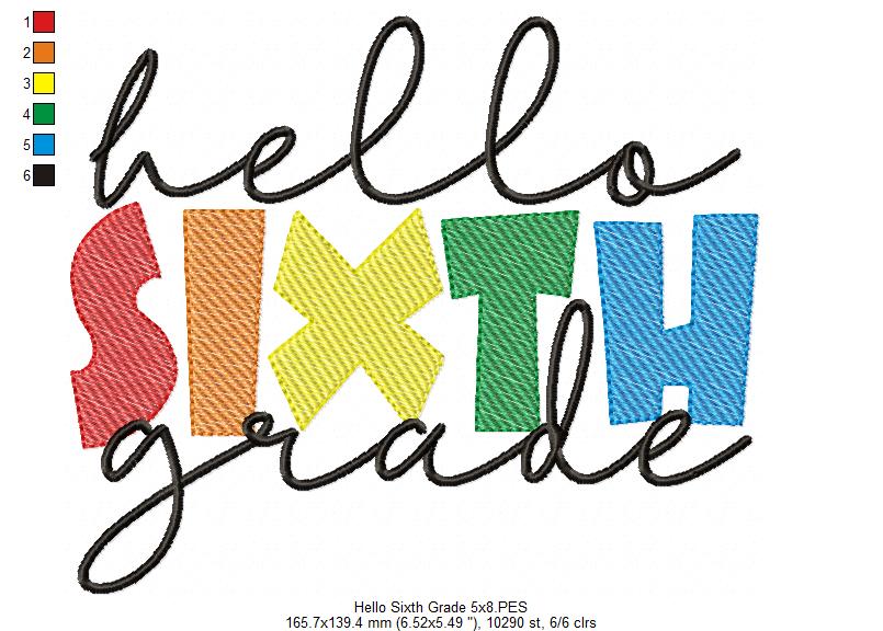 Hello Sixth Grade - Rippled Stitch