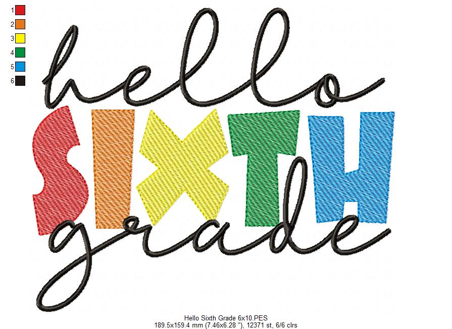 Hello Sixth Grade - Rippled Stitch