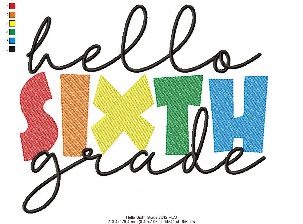 Hello Sixth Grade - Rippled Stitch