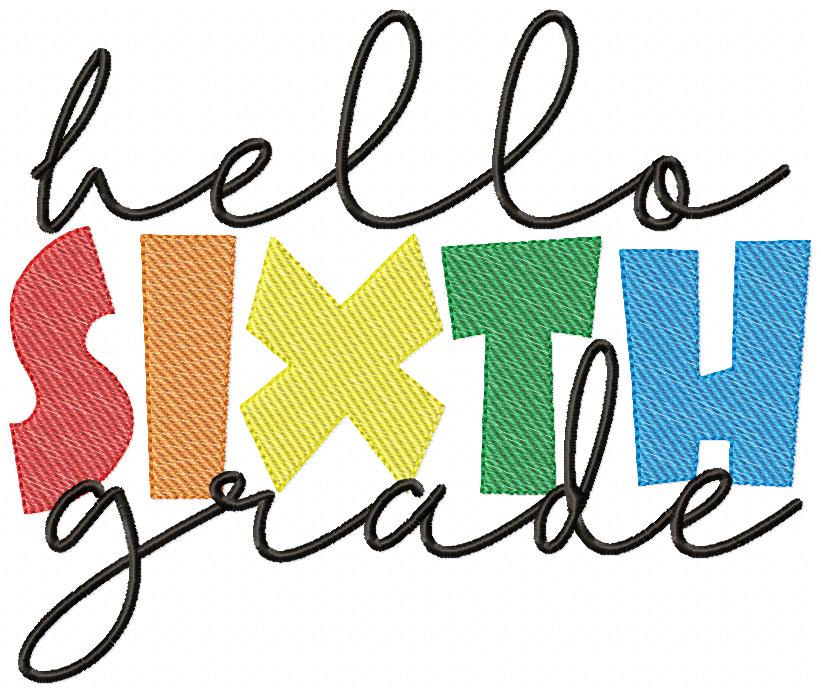 Hello Pre-K to 6th Grade - Rippled Stitch - Set of 8 designs