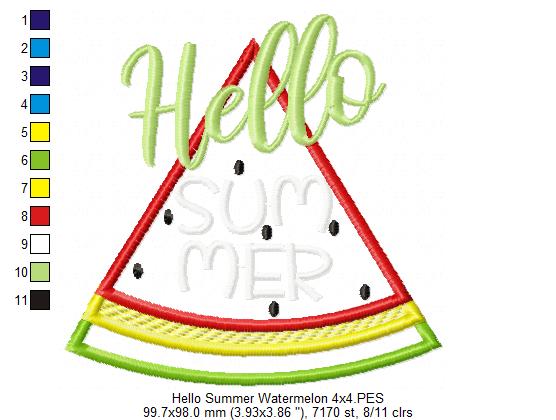 Hello Summer Watermelon - Applique