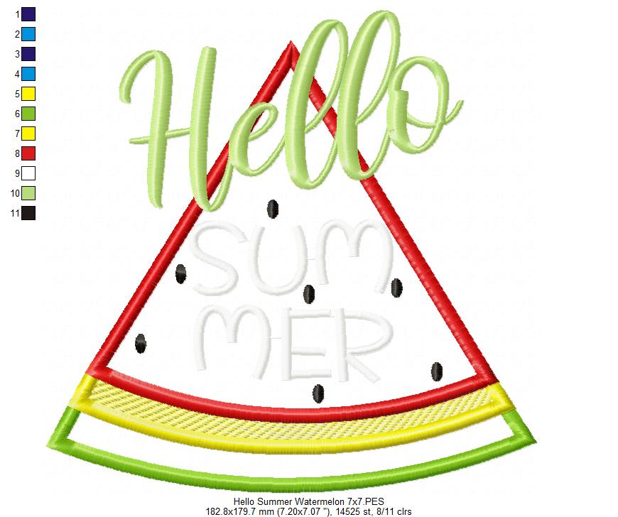 Hello Summer Watermelon - Applique