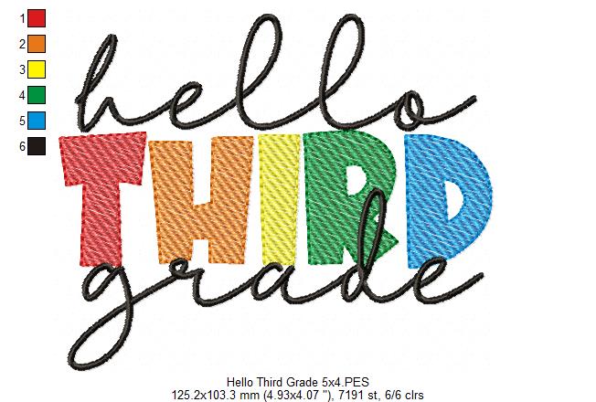 Hello Third Grade - Rippled Stitch