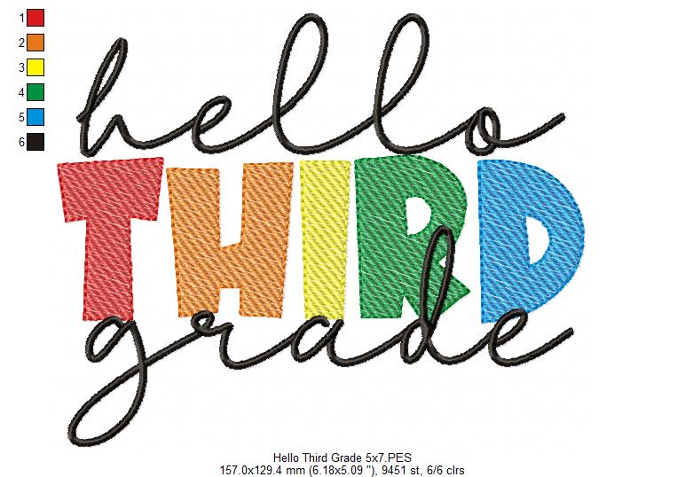 Hello Third Grade - Rippled Stitch