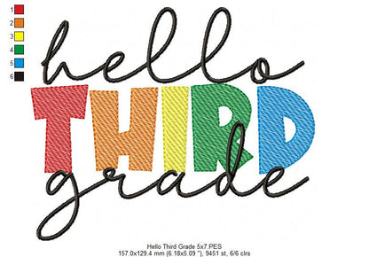Hello Third Grade - Rippled Stitch