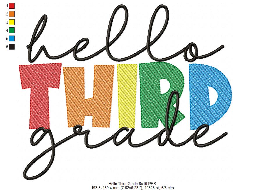 Hello Third Grade - Rippled Stitch