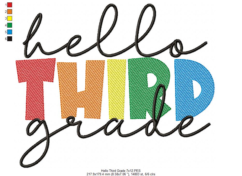 Hello Third Grade - Rippled Stitch
