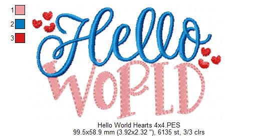 Hello World - Fill Stitch - Machine Embroidery Design