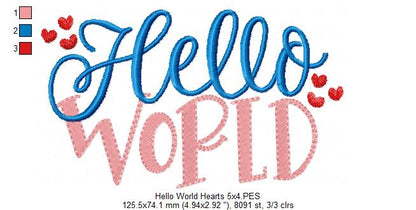 Hello World - Fill Stitch - Machine Embroidery Design
