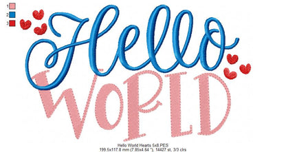 Hello World - Fill Stitch - Machine Embroidery Design