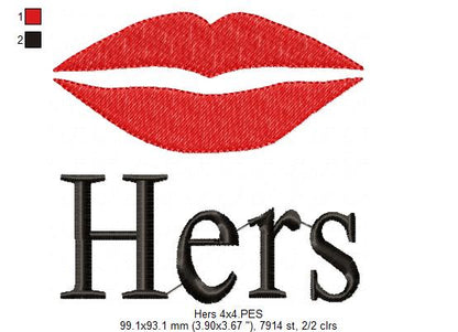 His & Hers - Set of 2 designs - Fill Stitch