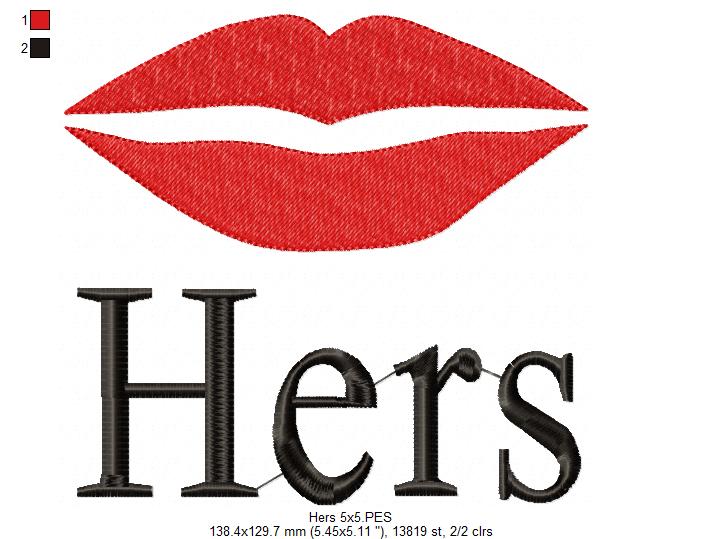 His & Hers - Set of 2 designs - Fill Stitch