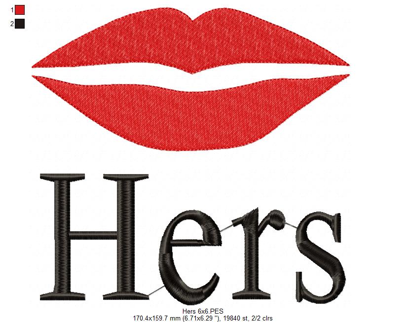 His & Hers - Set of 2 designs - Fill Stitch