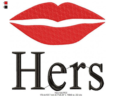 His & Hers - Set of 2 designs - Fill Stitch