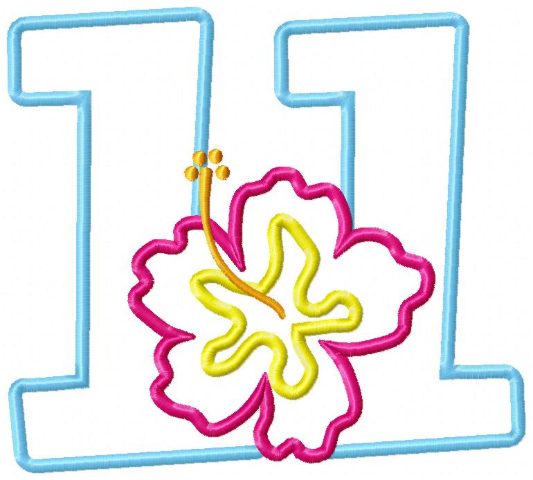 Hibiscus Flower Birthday Set Numbers 0-11 - Applique