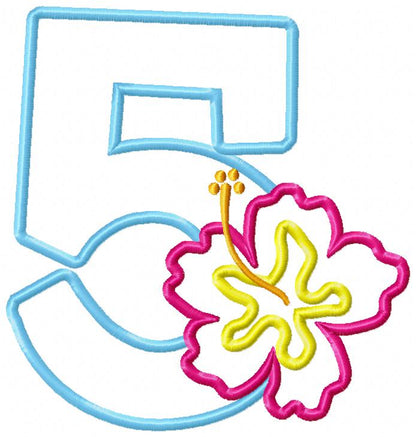 Hibiscus Flower Birthday Set Numbers 0-11 - Applique