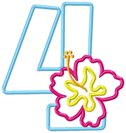 Hibiscus Flower Birthday Set Numbers 0-11 - Applique