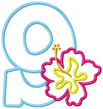 Hibiscus Flower Birthday Set Numbers 0-11 - Applique