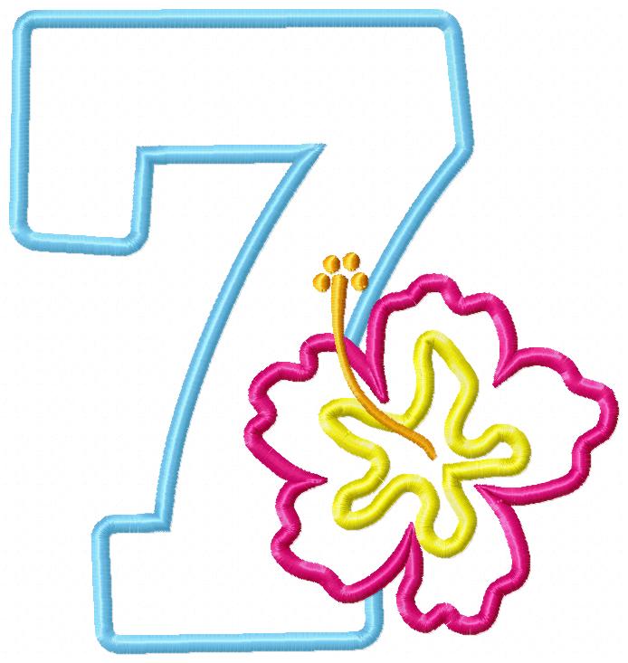 Hibiscus Flower Birthday Set Numbers 0-11 - Applique