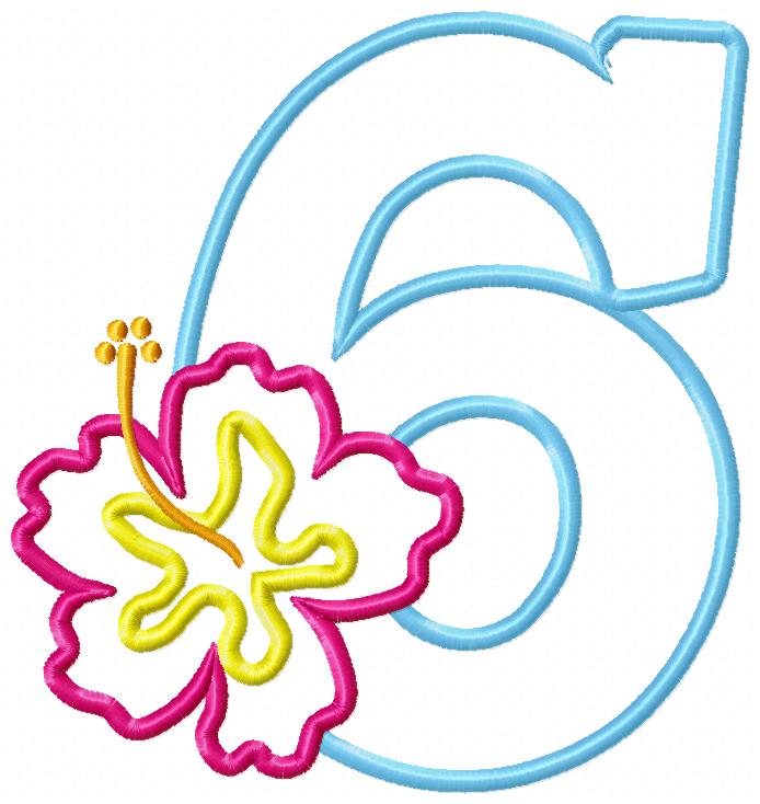Hibiscus Flower Birthday Set Numbers 0-11 - Applique