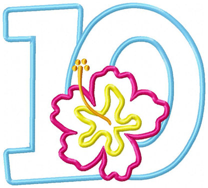 Hibiscus Flower Birthday Set Numbers 0-11 - Applique