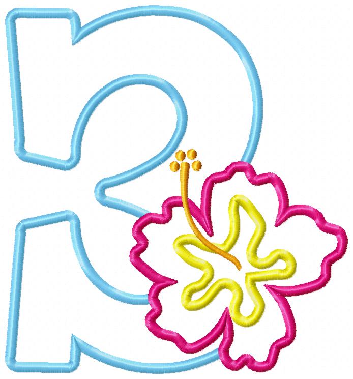 Hibiscus Flower Birthday Set Numbers 0-11 - Applique